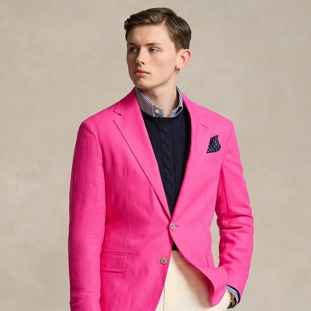 Ralph Lauren Polo Soft Tailored Linen Sport Coat In Bright Pink