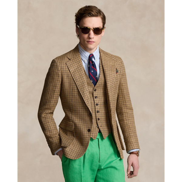 Shop Polo Ralph Lauren The Rl67 Checked Linen-silk Jacket In Multi