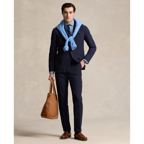 Ralph Lauren Pinstripe Twill Suit Trouser In Navy/cream