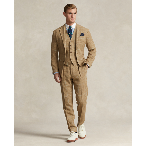 Shop Polo Ralph Lauren Pleated Plaid Tweed Suit Trouser In Brown