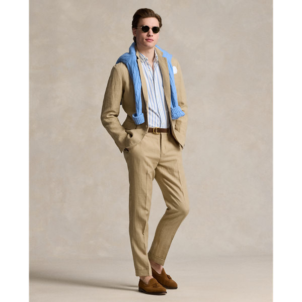 Ralph Lauren Linen Suit Trouser In Coastal Beige