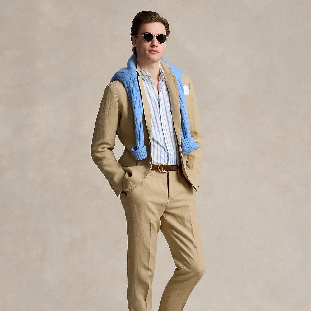 Ralph Lauren Linen Suit Trouser In Coastal Beige