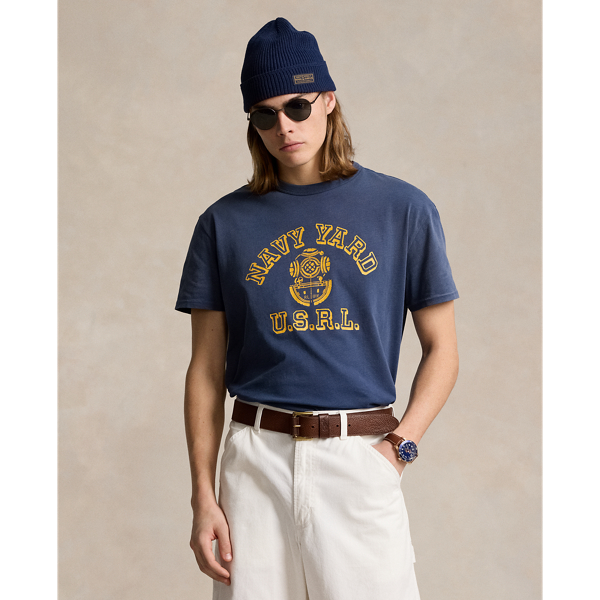 Ralph Lauren Classic Fit Jersey Graphic T-shirt In Dark Cobalt
