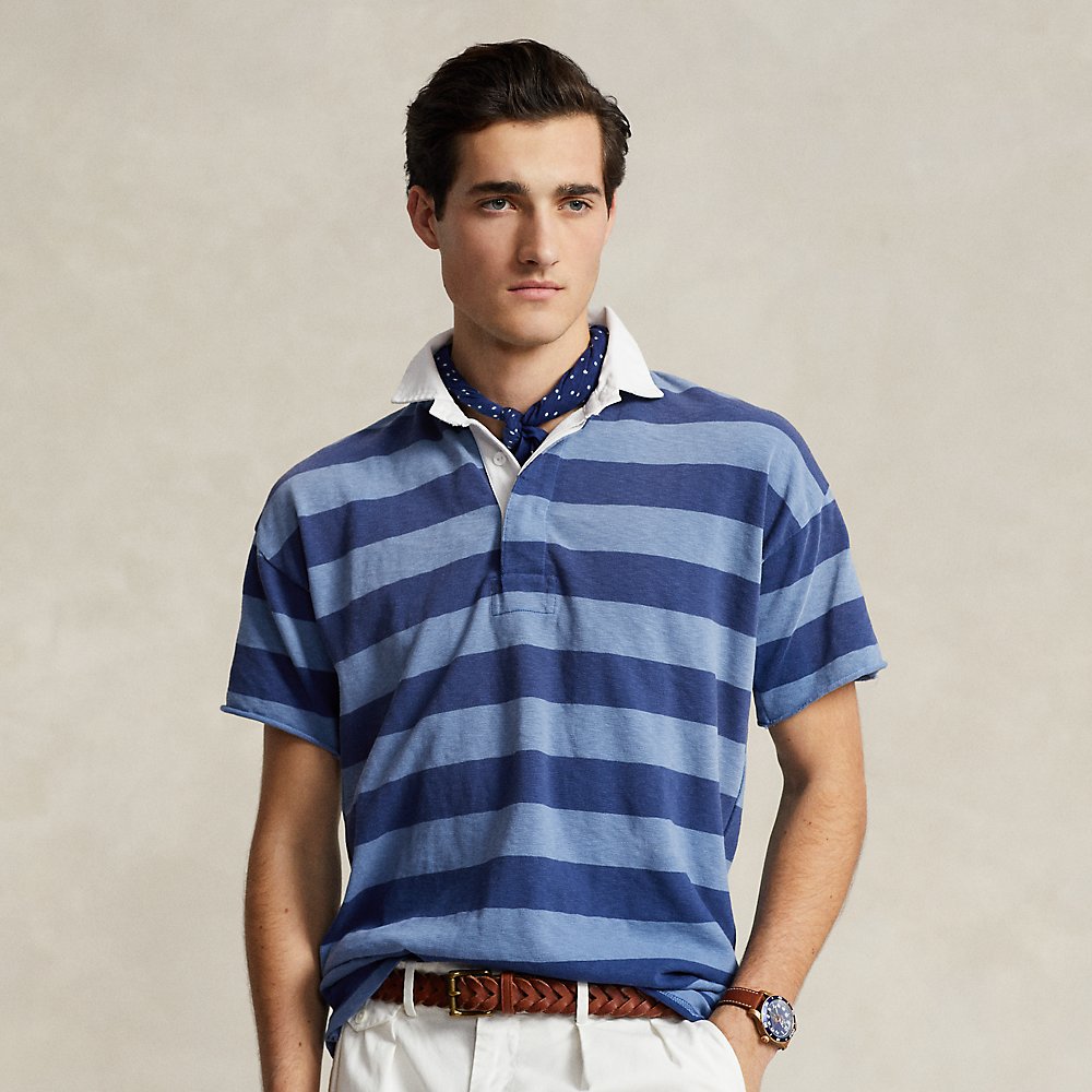 Ralph Lauren Classic Fit Striped Jersey Rugby Shirt In Beach Royal Multi
