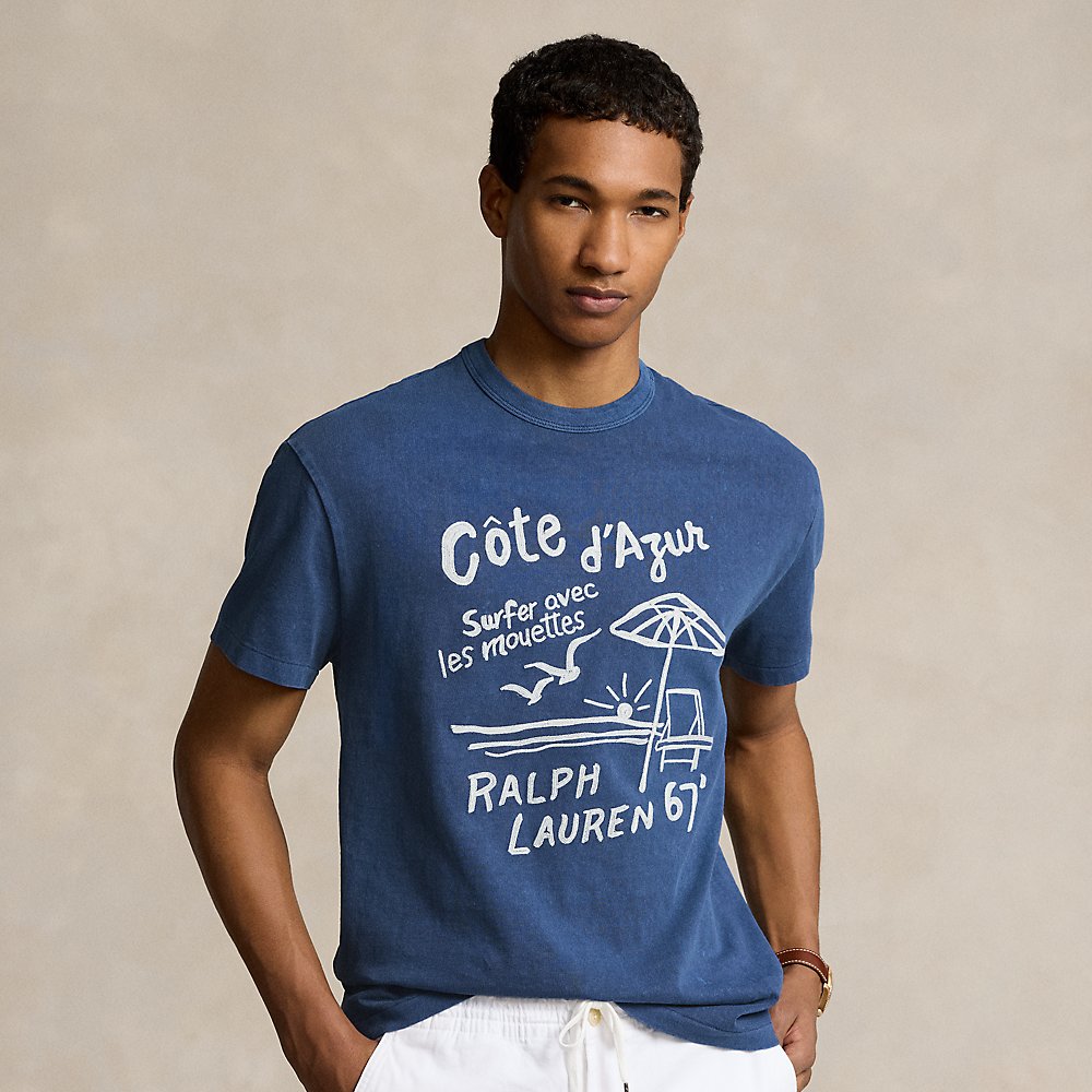 Ralph Lauren Classic Fit Embroidered Jersey T-shirt In Annapolis Blue