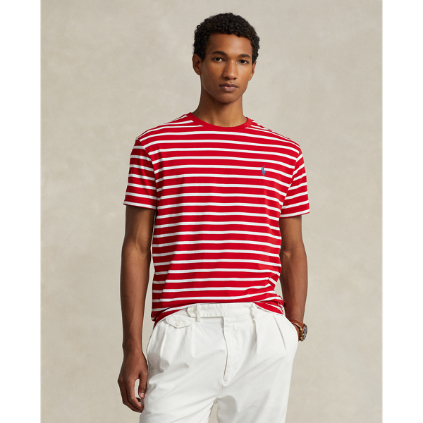 Shop Ralph Lauren Classic Fit Striped Jersey T-shirt In Rl 2000 Red/white