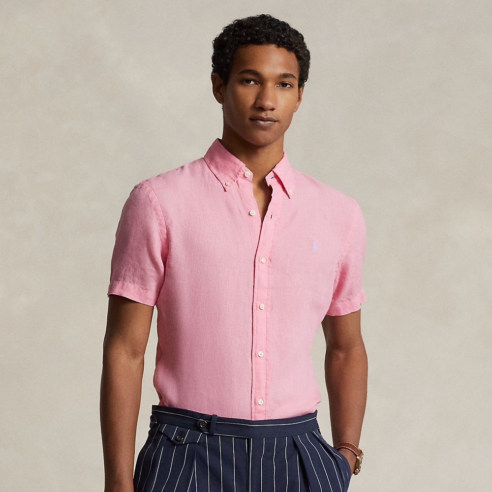 Ralph Lauren Classic Fit Linen Shirt In Florida Pink