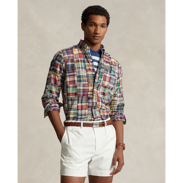 Shop Polo Ralph Lauren Classic Fit Patchwork Madras Shirt In Multi