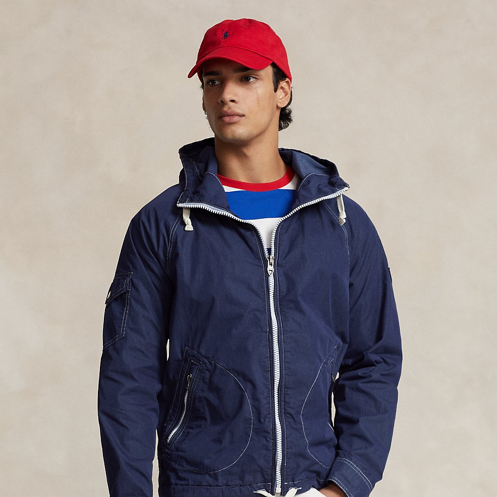 Ralph Lauren Garment-dyed Twill Hooded Jacket In Newport Navy