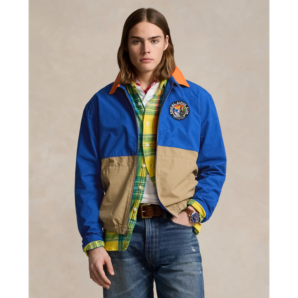 Ralph Lauren Bayport Color-blocked Poplin Jacket In Blue/khaki