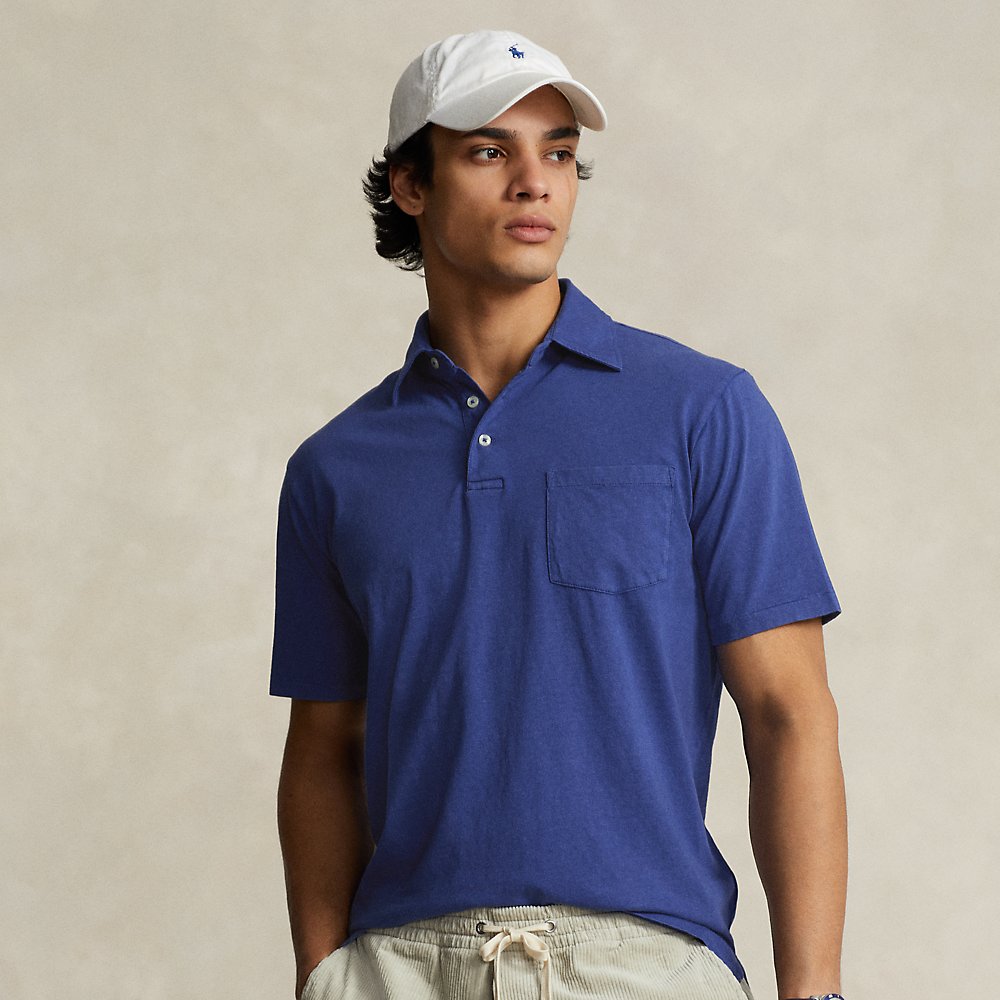 Shop Ralph Lauren Classic Fit Cotton-linen Polo Shirt In Beach Royal