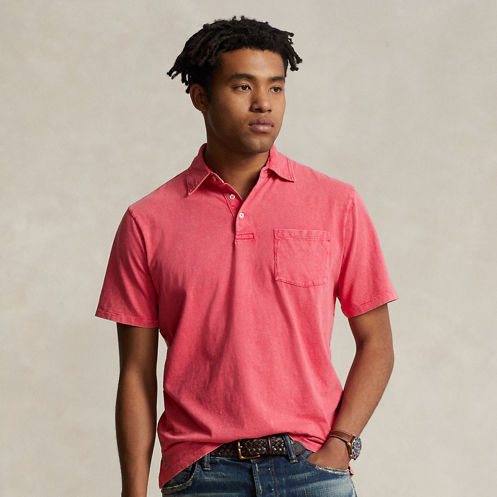 Shop Ralph Lauren Classic Fit Cotton-linen Polo Shirt In Pale Red