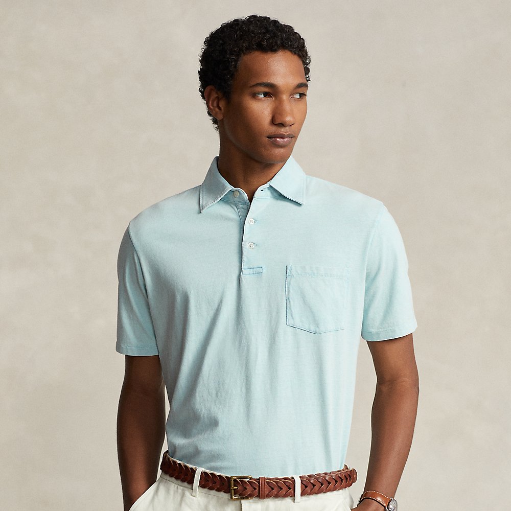Shop Ralph Lauren Classic Fit Cotton-linen Polo Shirt In Alpine Blue
