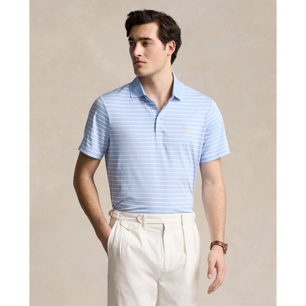 Ralph Lauren Classic Fit Performance Polo Shirt In Blue/ceramic White
