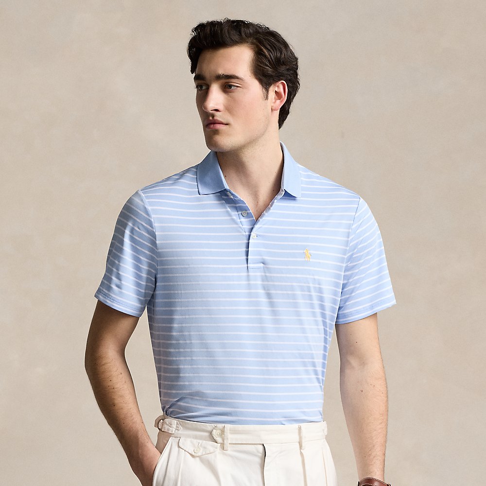 Ralph Lauren Classic Fit Performance Polo Shirt In Blue/ceramic White