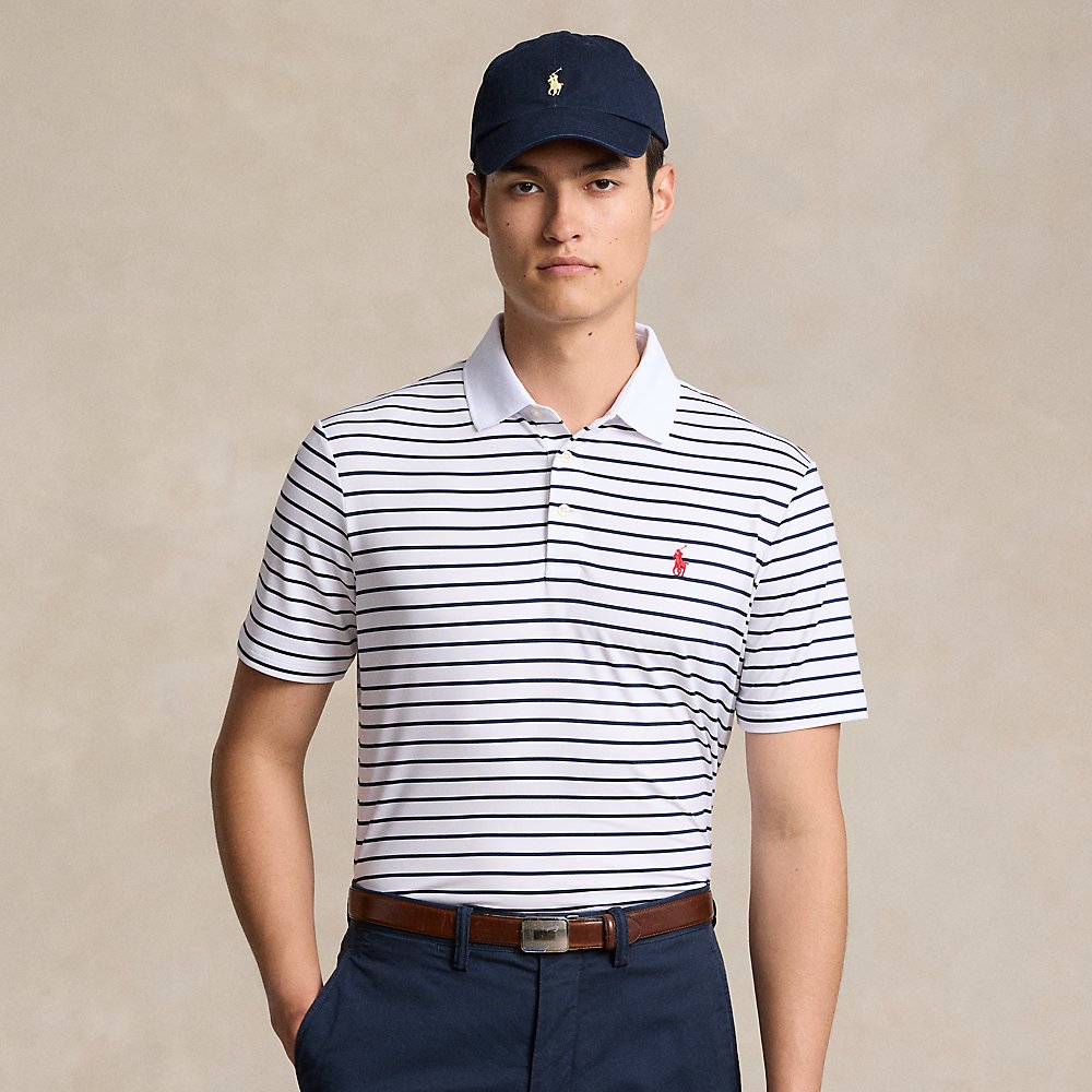 Ralph Lauren Classic Fit Performance Polo Shirt In Ceramic White/navy