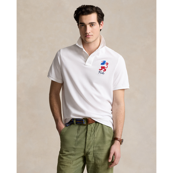 Ralph Lauren Classic Fit Embroidered Mesh Polo Shirt In Classic Oxford White