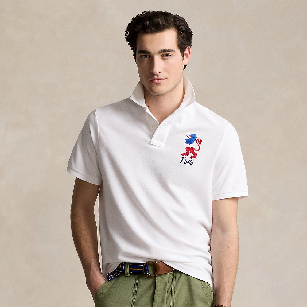Ralph Lauren Classic Fit Embroidered Mesh Polo Shirt In Classic Oxford White