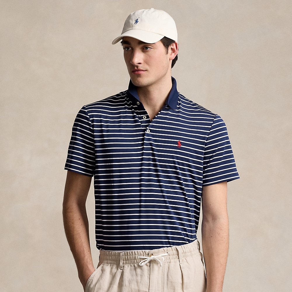 Ralph Lauren Classic Fit Performance Polo Shirt In Navy/ Ceramic White
