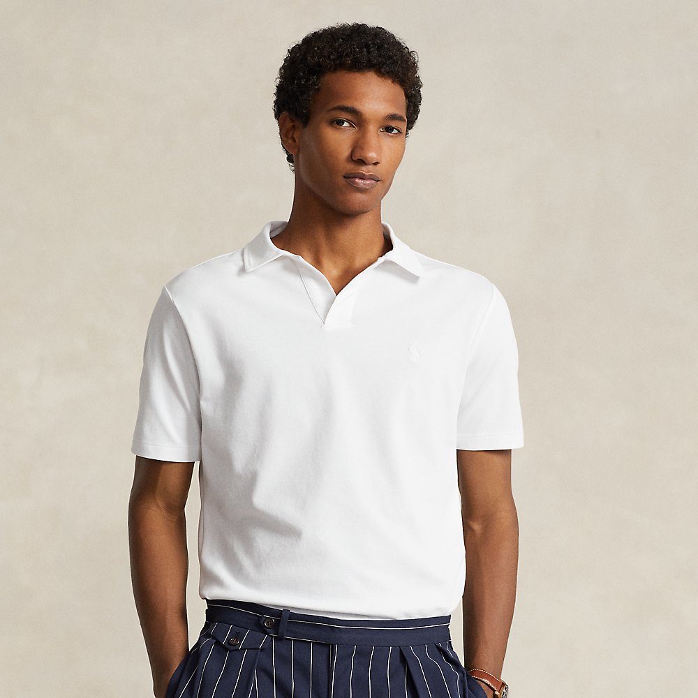 Ralph Lauren Classic Fit Stretch Mesh Polo Shirt In White