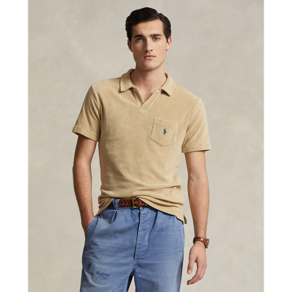 Polo Ralph Lauren Terry Polo Chest Pocket In Coastal Beige