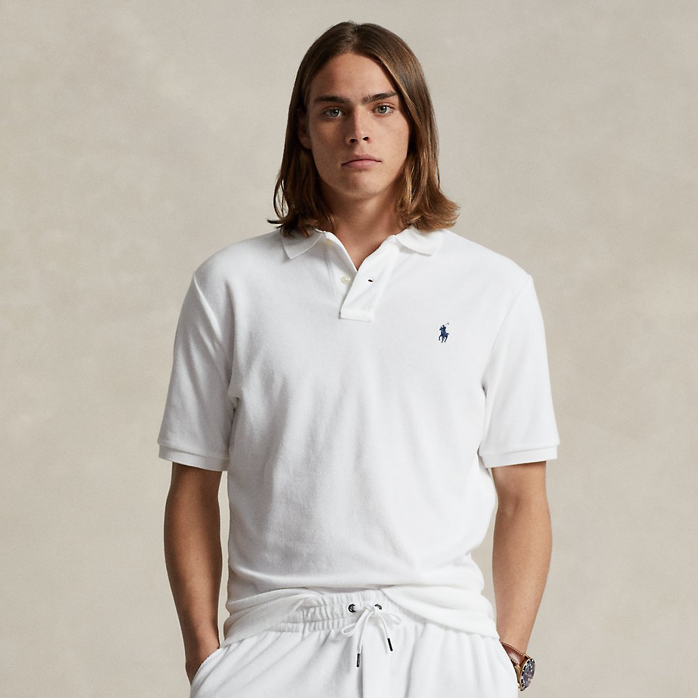 Ralph Lauren Classic Fit Terry Polo Shirt In White