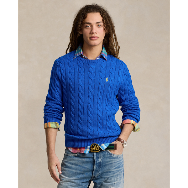 Ralph Lauren Cable-knit Cotton Sweater In Heritage Blue