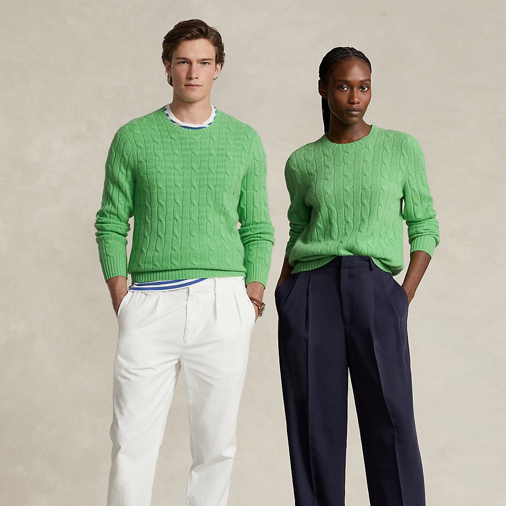 Ralph Lauren The Iconic Cable-knit Cashmere Sweater In Honeydew Green