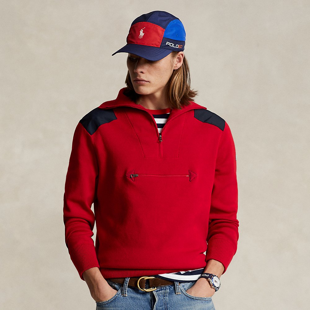 Ralph Lauren Cotton Quarter-zip Hybrid Sweater In Rl2000 Red Combo