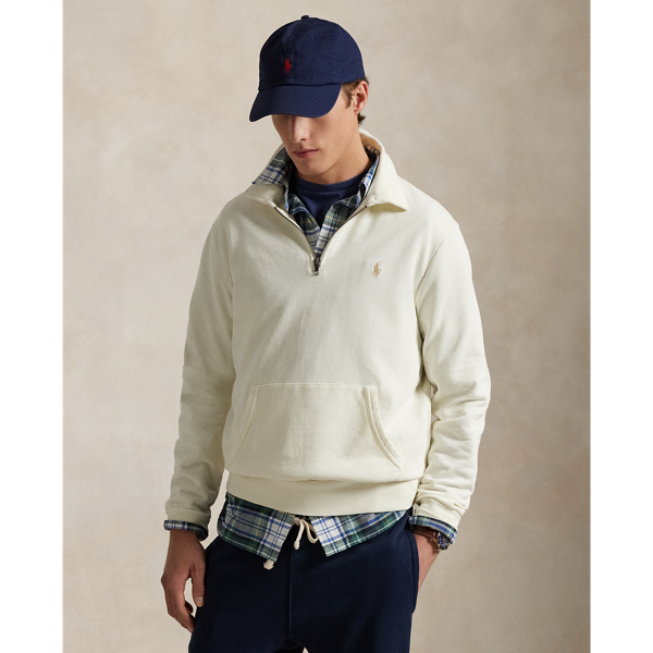 Ralph Lauren Loopback Fleece Quarter-zip Sweatshirt In Clubhouse Cream