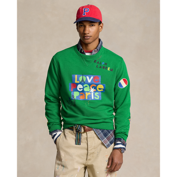 Ralph Lauren Love Peace Paris Sweatshirt In Cruise Green