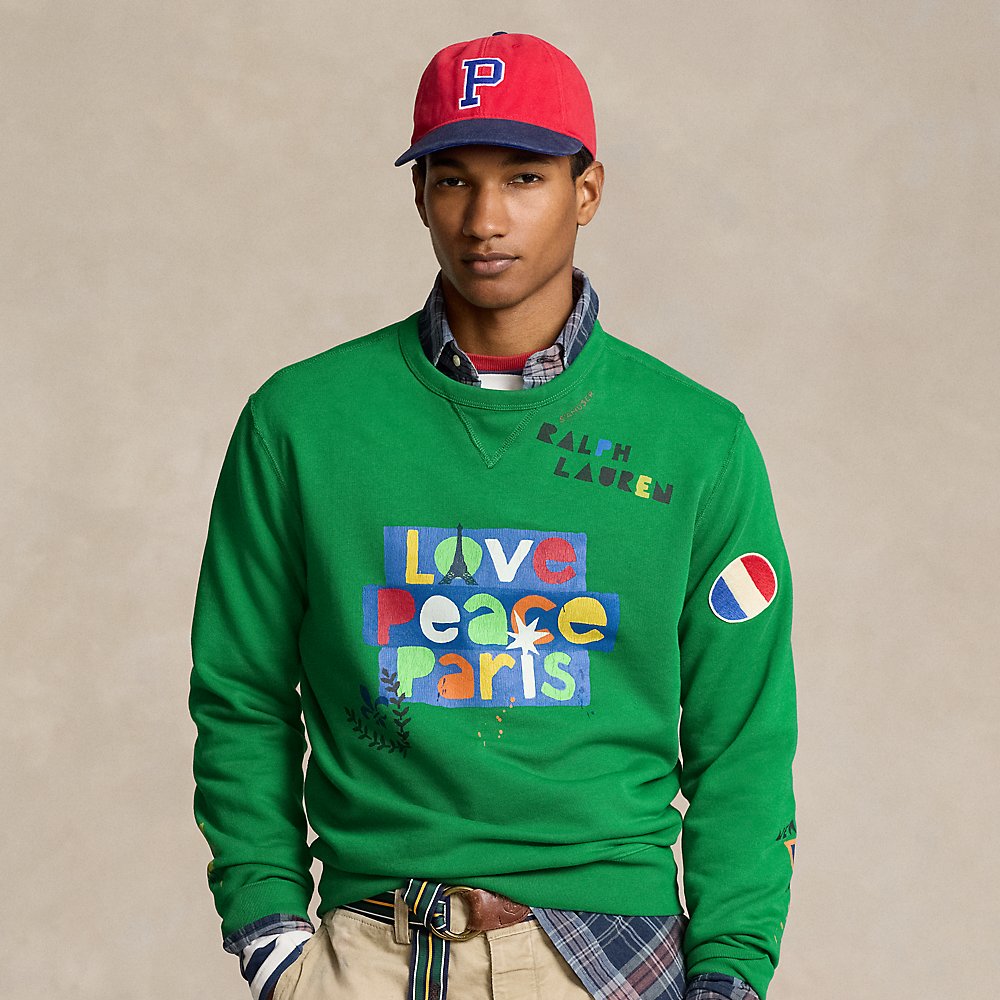 Ralph Lauren Love Peace Paris Sweatshirt In Cruise Green