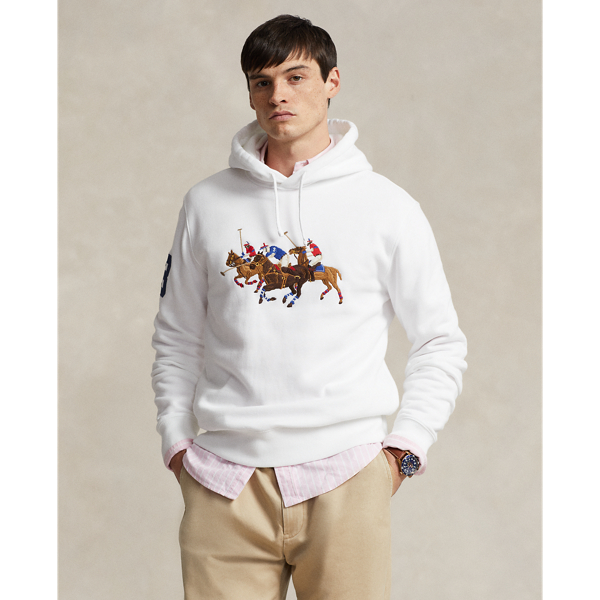 Ralph Lauren Triple-pony Fleece Hoodie In White