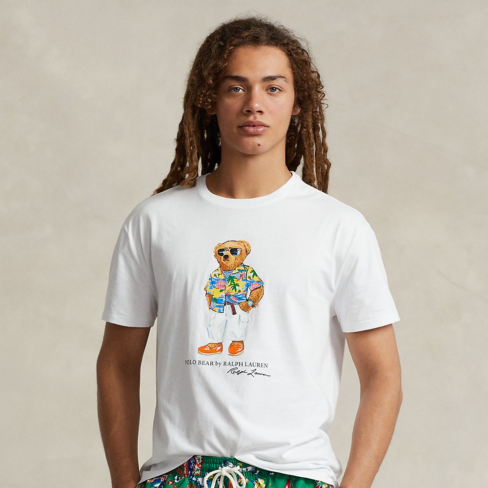 Ralph Lauren Classic Fit Polo Bear Jersey T-shirt In Sp24 White Beach Club Bea