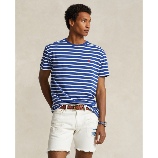 Ralph Lauren Classic Fit Striped Jersey T-shirt In Beach Royal/white