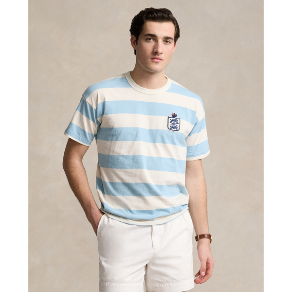 Ralph Lauren Vintage Fit Striped Slub Jersey T-shirt In Nevis/powder Blue