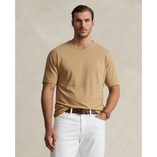 Polo Ralph Lauren Jersey V-neck T-shirt In Cafe Tan/c8176