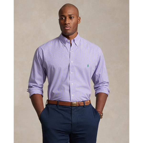 Polo Ralph Lauren Gingham Stretch Poplin Shirt In Lavender/white