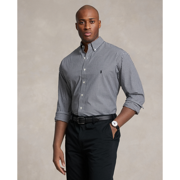 Polo Ralph Lauren Gingham Stretch Poplin Shirt In Polo Black/white