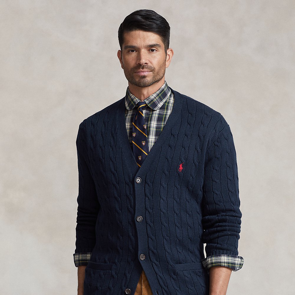 Polo Ralph Lauren Cable-knit Cotton Cardigan In Blue