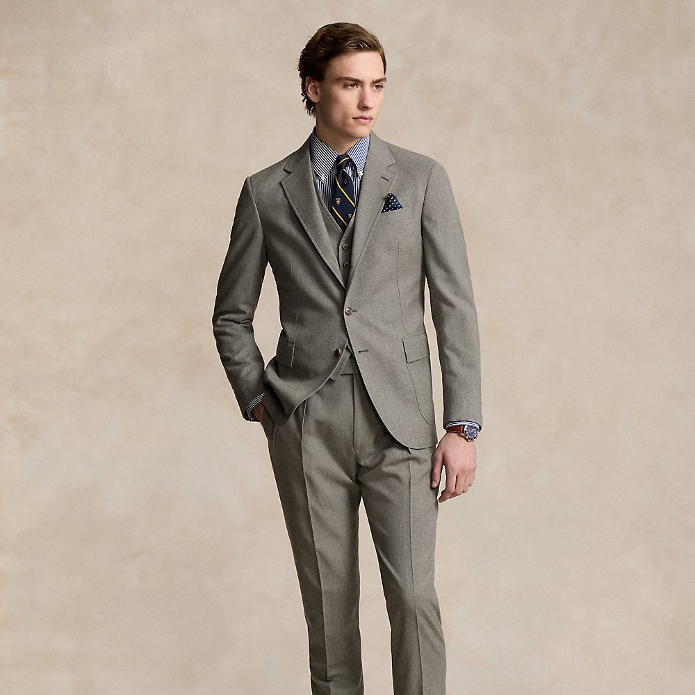 Ralph Lauren Polo Wool Flannel 3-piece Suit In Light Grey Melange