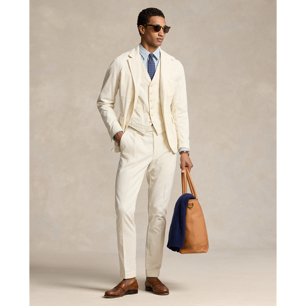 Ralph Lauren Pleated Stretch Corduroy Suit Trouser In Classic Stone