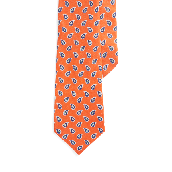 Shop Polo Ralph Lauren Pine Linen Tie In Orange