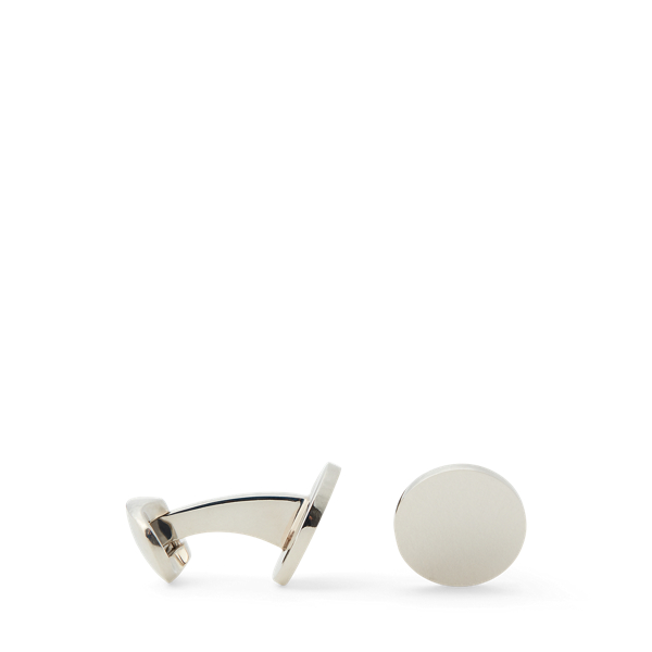 Ralph Lauren Sterling Silver Round Cuff Links In Silver