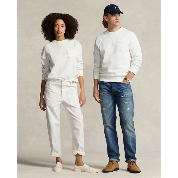 Shop Polo Ralph Lauren Garment-dyed Fleece Sweatshirt In White