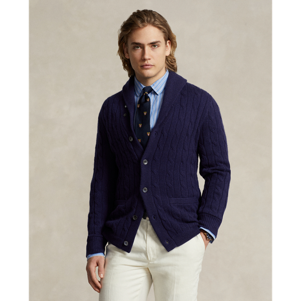 Ralph Lauren Cable-knit Cashmere Cardigan In Bright Navy