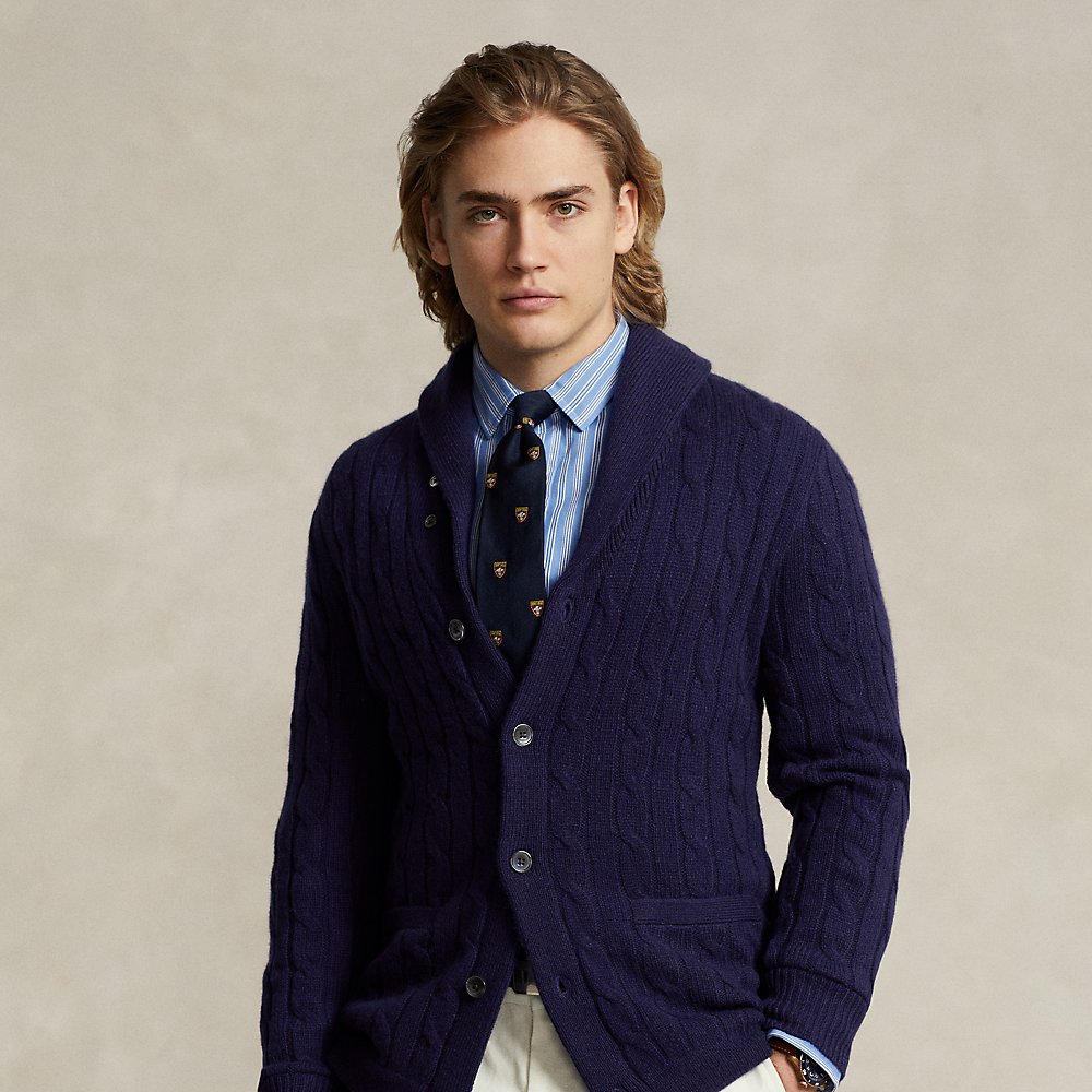 Ralph Lauren Cable-knit Cashmere Cardigan In Bright Navy