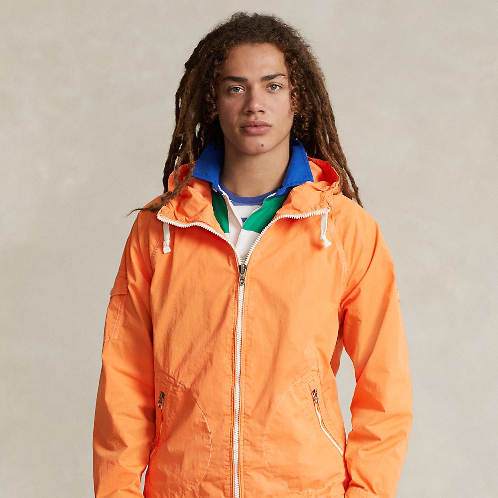 Ralph Lauren Garment-dyed Twill Hooded Jacket In Bright Signal Orange