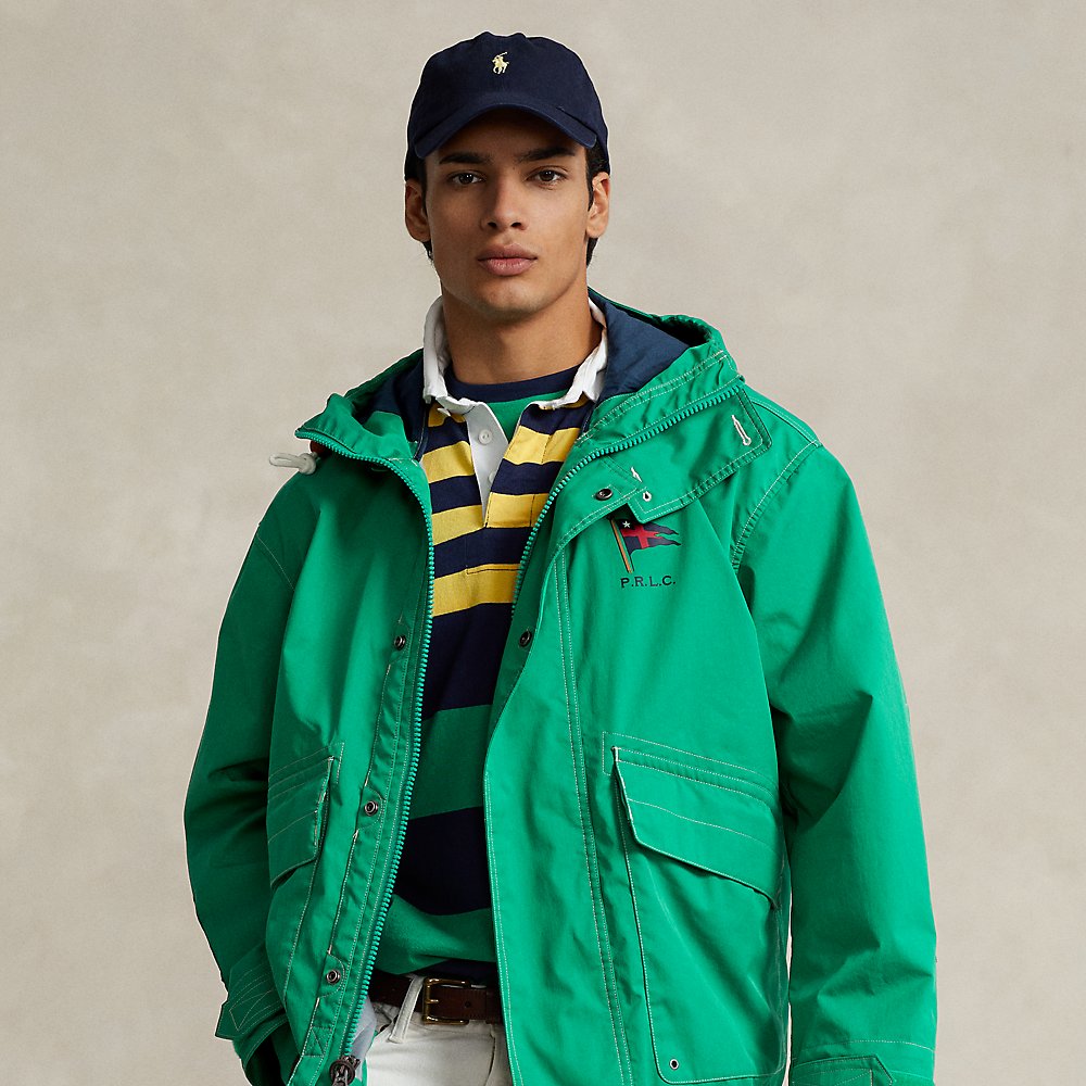 Ralph Lauren Water-repellent Twill Hooded Jacket In Kayak Green