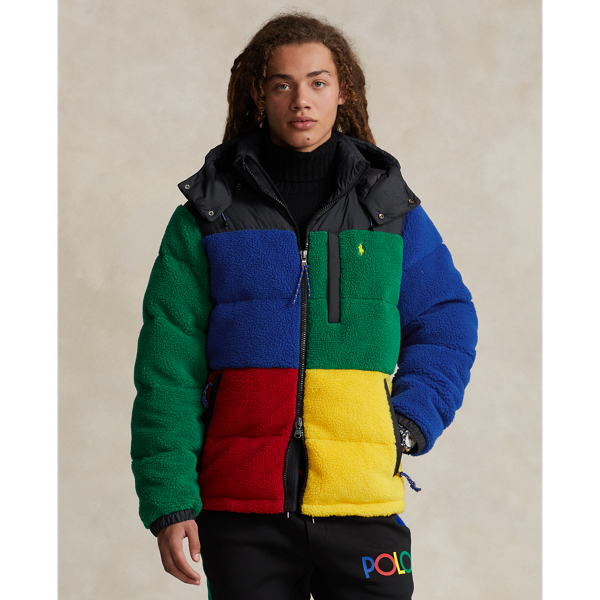 Polo Ralph Lauren Color-blocked Pile Fleece Down Jacket In Rl 2000 